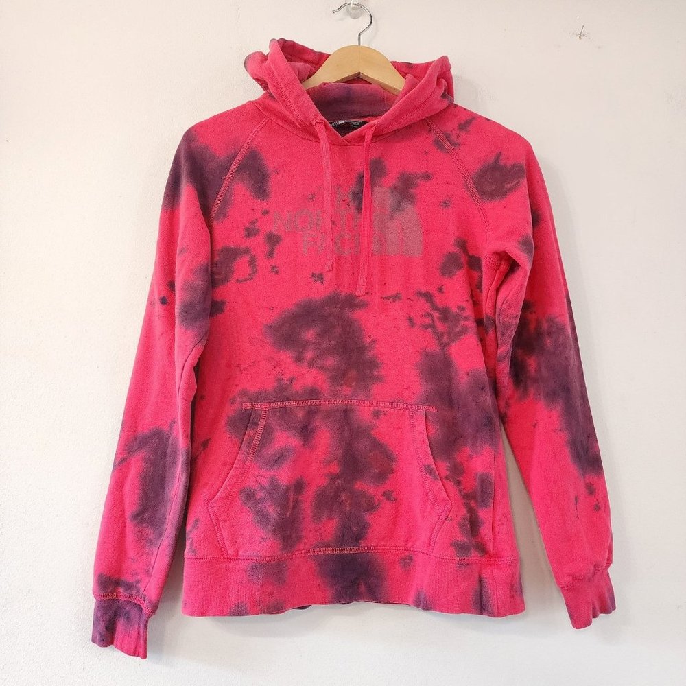The North Face Pink Tie Dye Pullover Hoodie Sweatshirt Women's M - Picture 1 of 9